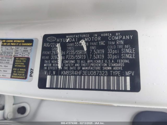 KM8SR4HF3EU087323 Hyundai Santa Fe Limited