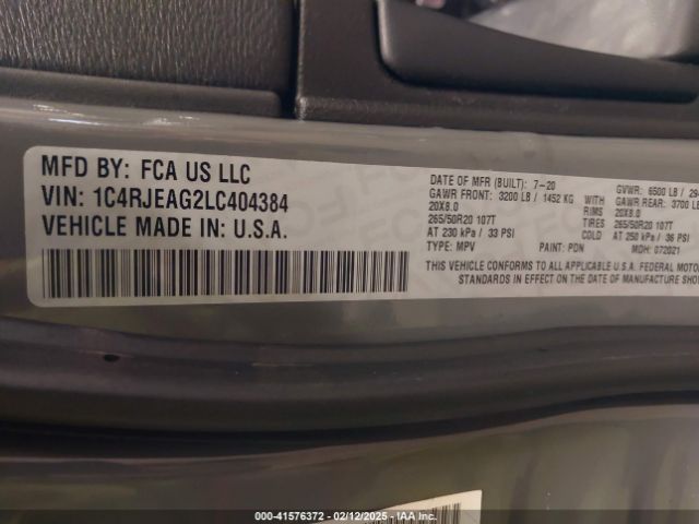 1C4RJEAG2LC404384 Jeep Grand Cherokee Altitude 4x2