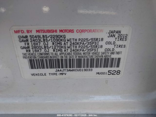 2012 MITSUBISHI OUTLANDER JA4JT3AWXCU019033 Photo 8
