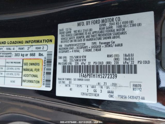 1FA6P8TH1H5272339 Ford Mustang Ecoboost