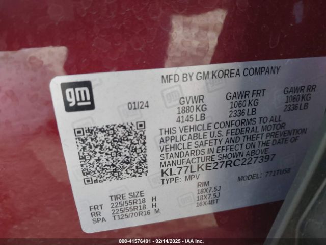 KL77LKE27RC227397 Chevrolet Trax Fwd Activ