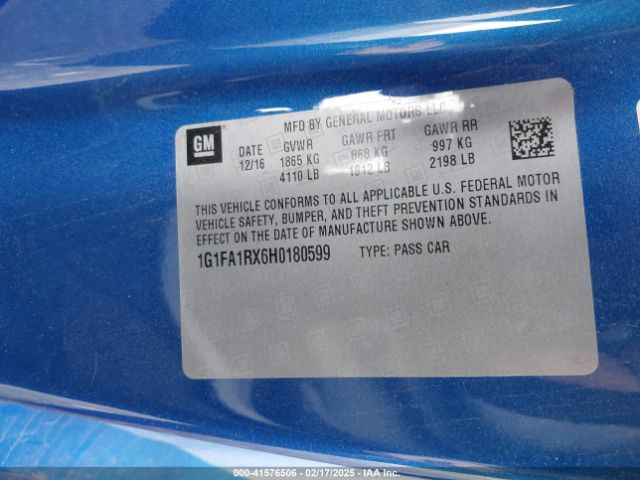 1G1FA1RX6H0180599 Chevrolet Camaro 1ls