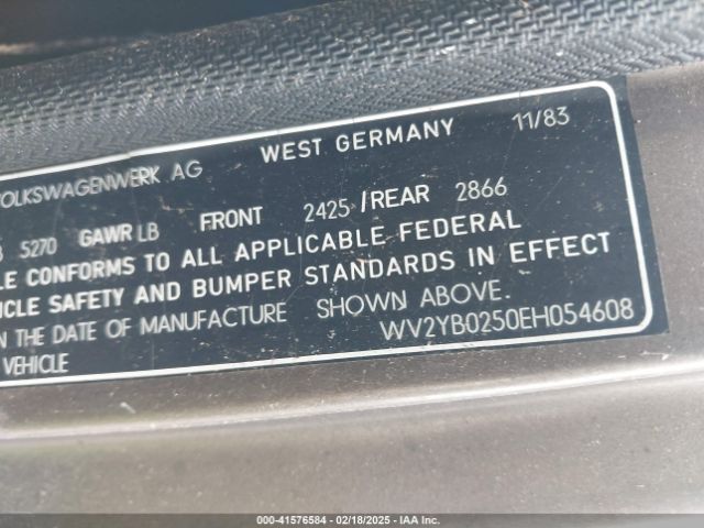 1984 VOLKSWAGEN VANAGON WV2YB0250EH054608 Photo 8