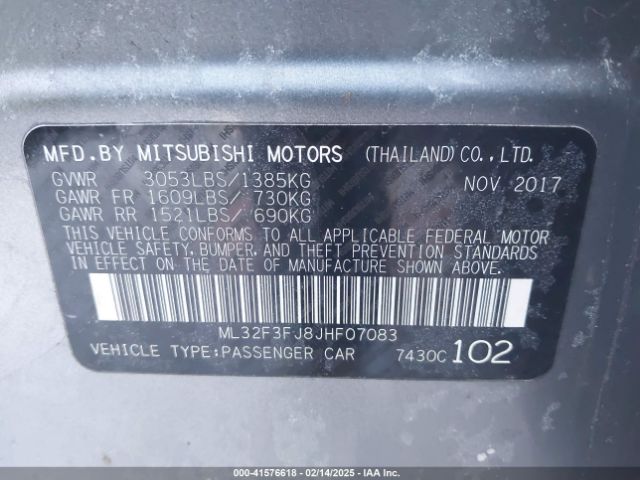 ML32F3FJ8JHF07083 Mitsubishi Mirage G4 Es