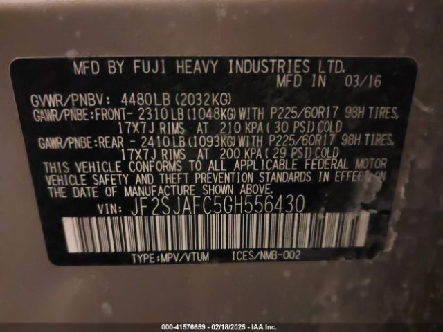 2016 SUBARU FORESTER JF2SJAFC5GH556430 Photo 8