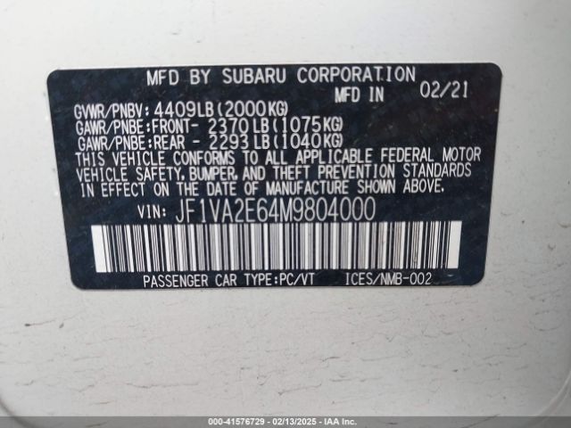 2021 SUBARU WRX STI JF1VA2E64M9804000 Photo 8