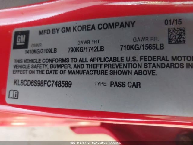 KL8CD6S98FC748589 Chevrolet Spark 1lt Cvt