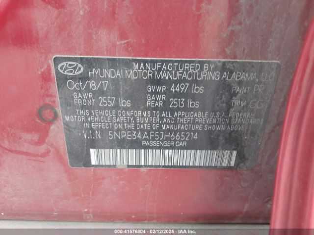 5NPE34AF5JH665214 Hyundai SONATA SEL