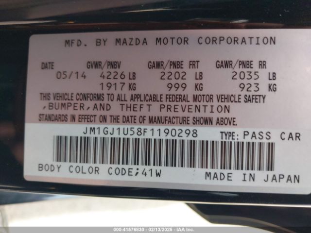 2015 MAZDA 6 JM1GJ1U58F1190298 Photo 8