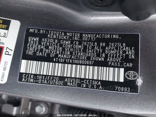 Toyota CAMRY SE 2017 4T1BF1FK1HU800697 Image 9