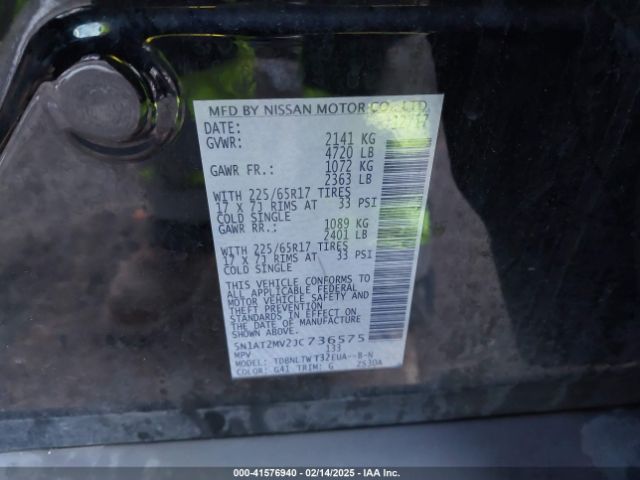 5N1AT2MV2JC736575 Nissan ROGUE SV