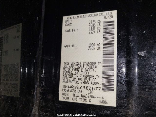 1N4AA6CV9LC382677 Nissan Maxima Sv Xtronic Cvt