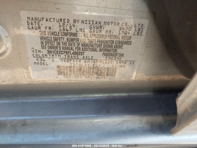 Nissan Versa Note S (sr)/s Plus/sl/sr/sv 2015 3N1CE2CP8FL406237 Image 9