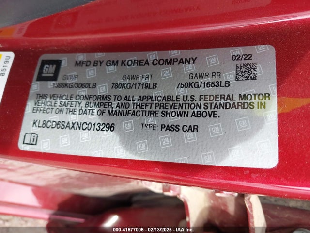 Chevrolet Spark Fwd 1lt Automatic 2022 KL8CD6SAXNC013296 Image 9