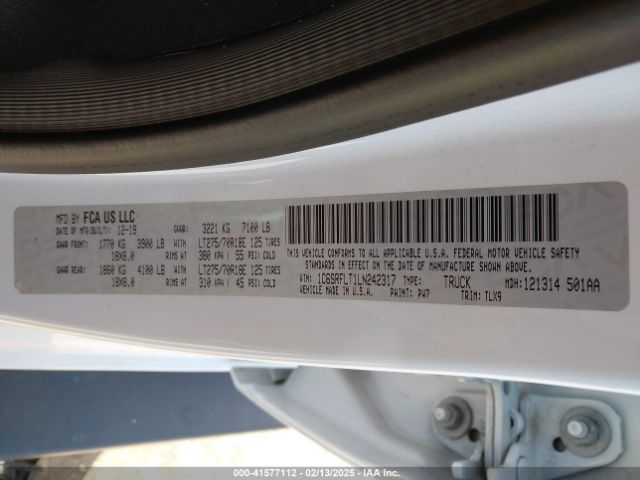 1C6SRFLT1LN242317 RAM 1500 Rebel  4x4 5'7 Box
