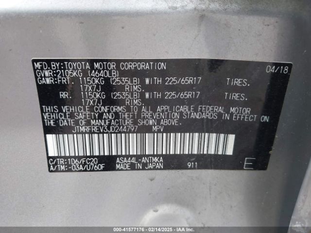 JTMRFREV3JD244797 Toyota Rav4 Adventure/xle