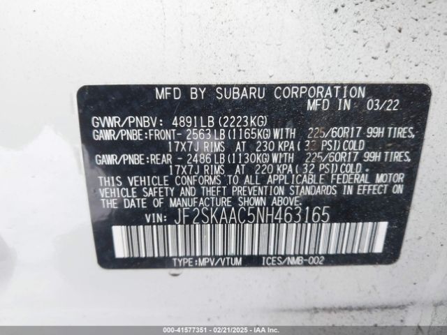2022 SUBARU FORESTER JF2SKAAC5NH463165 Photo 8