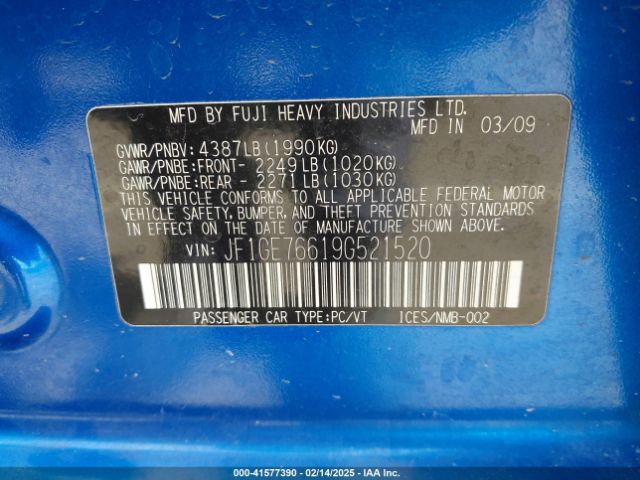 2009 SUBARU IMPREZA JF1GE76619G521520 Photo 8