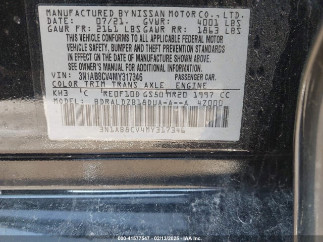 3N1AB8CV4MY317346 Nissan Sentra Sv Xtronic Cvt