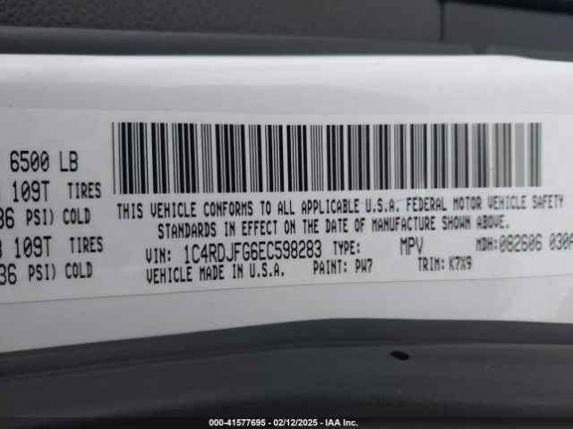 1C4RDJFG6EC598283 Dodge Durango Special Service