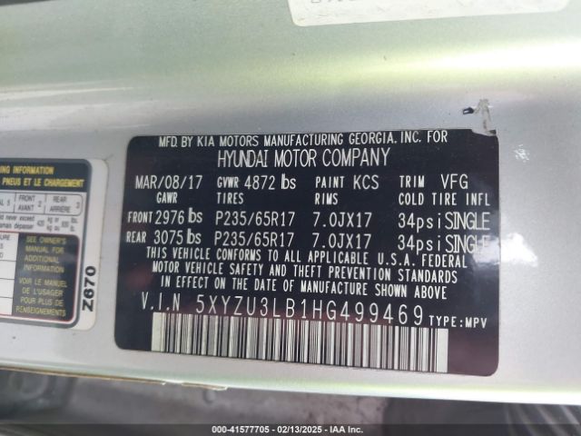 5XYZU3LB1HG499469 Hyundai Santa Fe Sport 2.4l