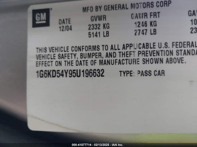 2005 CADILLAC DEVILLE 1G6KD54Y95U196632 Photo 8