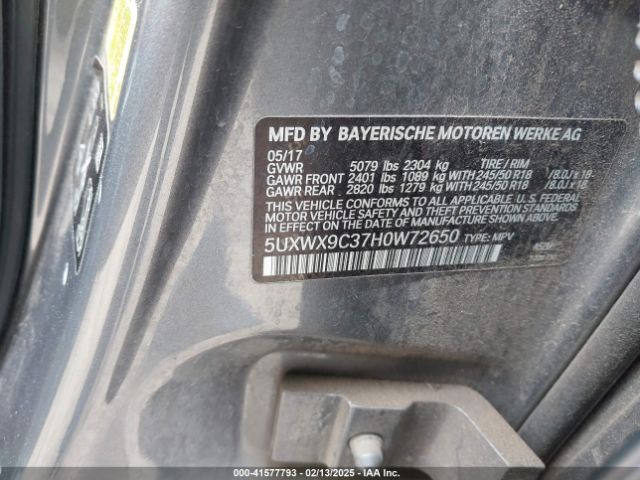5UXWX9C37H0W72650 BMW X3 Xdrive28i