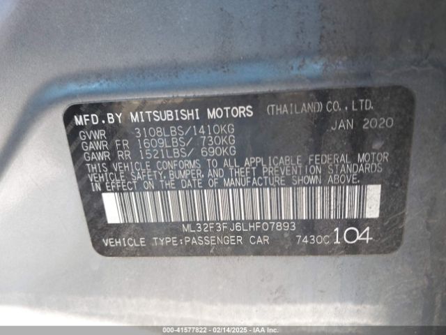 2020 MITSUBISHI MIRAGE G4 ML32F3FJ6LHF07893 Photo 8