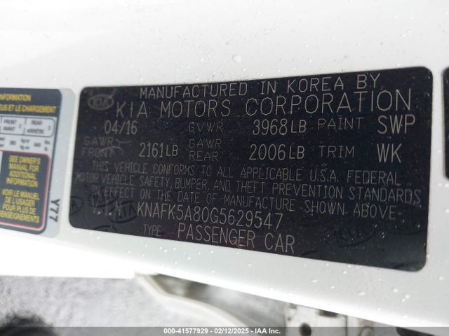 KIA Forte 5-door Lx 2016 KNAFK5A80G5629547 Image 9