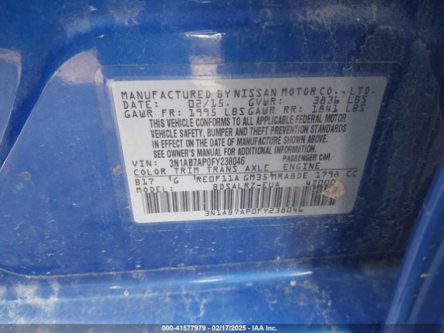 3N1AB7AP0FY238046 Nissan SENTRA SR