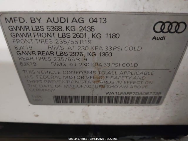 2013 AUDI Q5 WA1LFAFP7DA087735 Photo 8