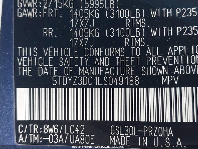 Toyota Sienna Xle Premium 2020 5TDYZ3DC1LS049188 Image 9