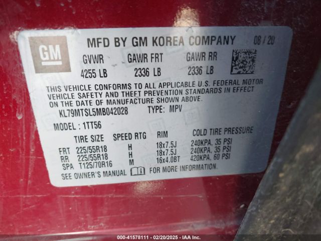KL79MTSL5MB042028 Chevrolet Trailblazer Fwd Rs