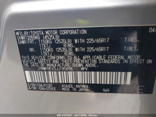 JTMWFREV3JJ185898 Toyota Rav4 Adventure/xle