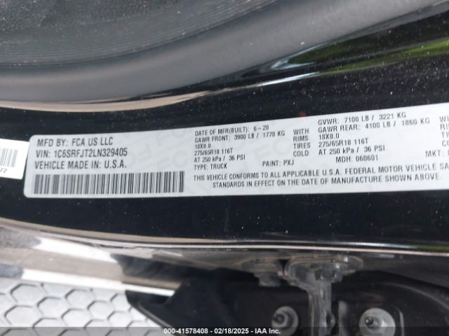 1C6SRFJT2LN329405 RAM 1500 Laramie  4x4 5'7 Box
