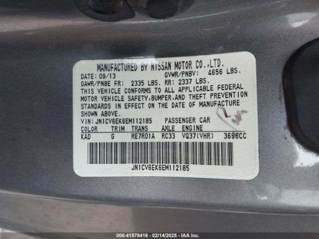 JN1CV6EK6EM112185 Infiniti Q60 Journey/sport