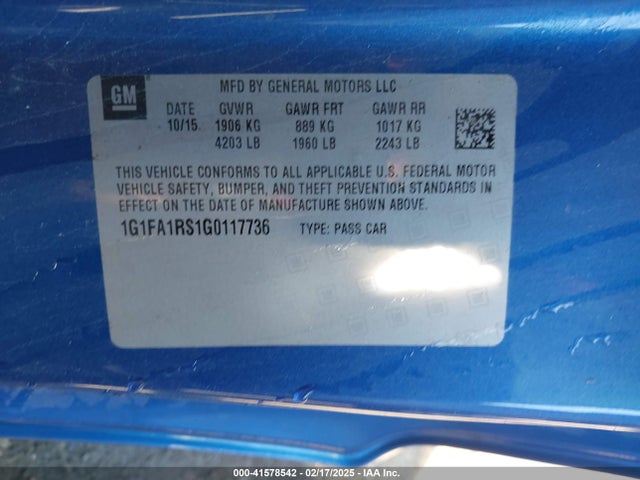 1G1FA1RS1G0117736 Chevrolet Camaro 1lt