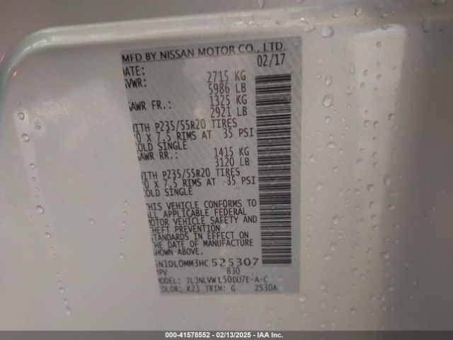 5N1DL0MM3HC525307 Infiniti QX60