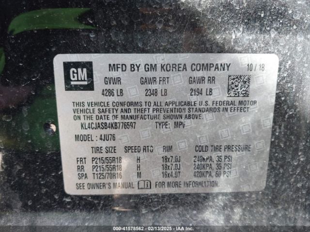 KL4CJASB4KB776597 Buick Encore Fwd Preferred