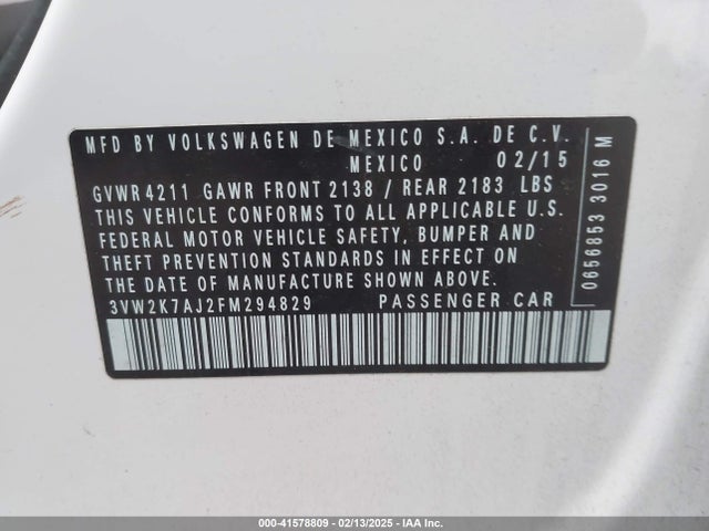 Volkswagen Jetta 2.0l S 2015 3VW2K7AJ2FM294829 Image 9