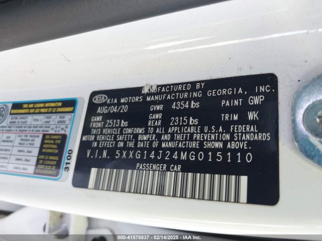 5XXG14J24MG015110 KIA K5 LXS