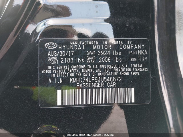 KMHD74LF9JU546872 Hyundai ELANTRA SE