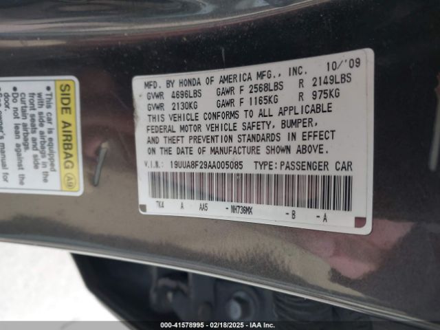 2010 ACURA TL 19UUA8F29AA005085 Photo 8