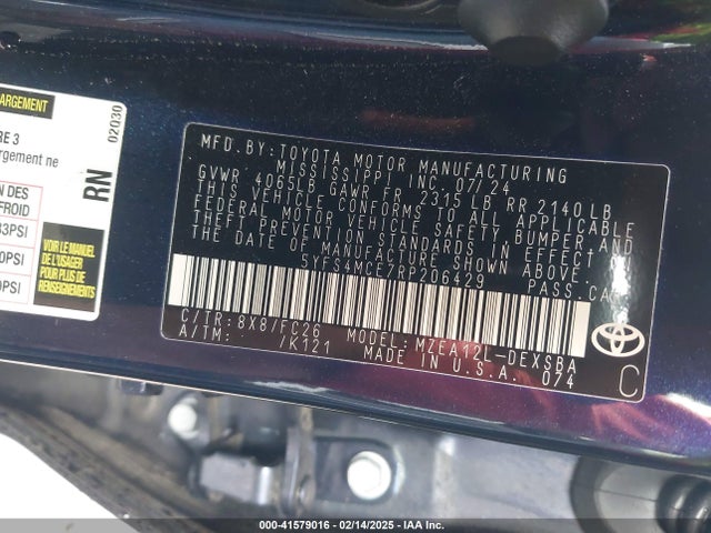 5YFS4MCE7RP206429 Toyota COROLLA SE
