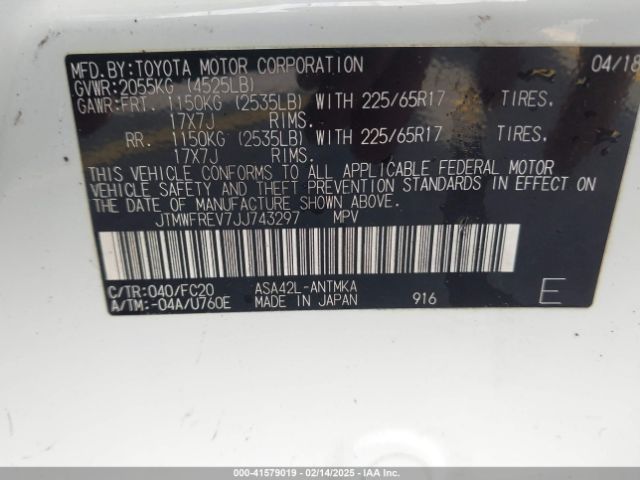 JTMWFREV7JJ743297 Toyota Rav4 Adventure/xle
