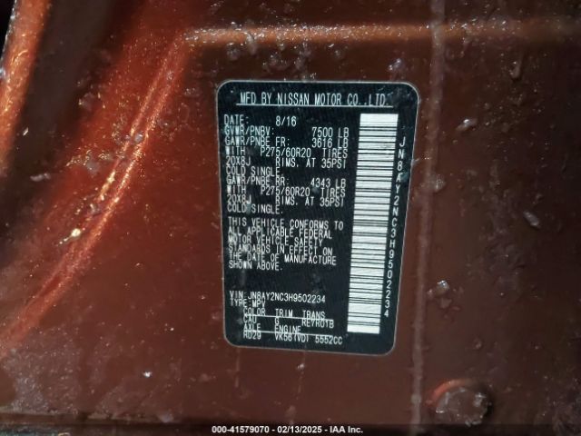 JN8AY2NC3H9502234 Nissan Armada Platinum