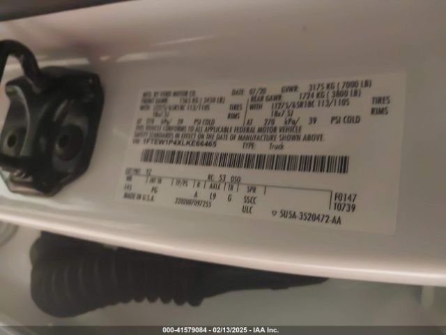 1FTEW1P4XLKE66465 Ford F-150 Police Responder Xl