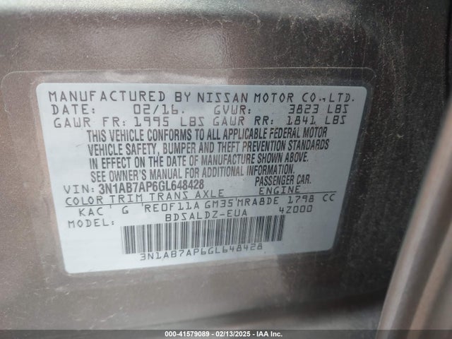 Nissan SENTRA SV 2016 3N1AB7AP6GL648428 Image 9