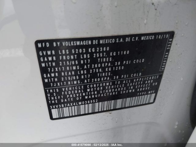 2020 VOLKSWAGEN TIGUAN 3VV3B7AX4LM036952 Photo 8