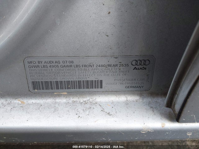 2009 AUDI A4 WAUSF78K49N014535 Photo 8